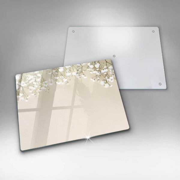 Szklana deska do krojenia Gipsówka boho kwiaty