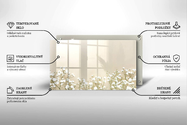 Szklana deska do krojenia Gipsówka boho kwiaty