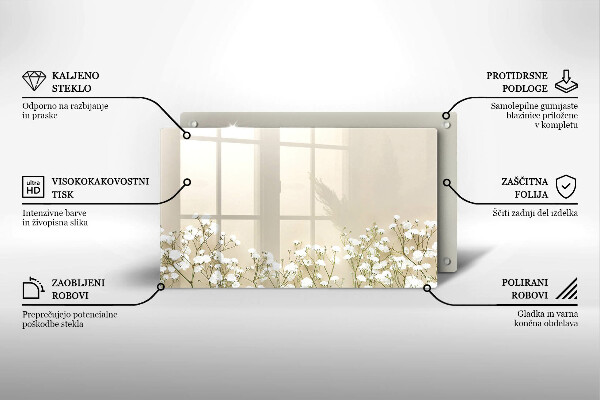 Szklana deska do krojenia Gipsówka boho kwiaty