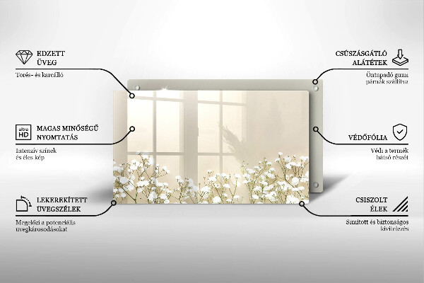 Szklana deska do krojenia Gipsówka boho kwiaty