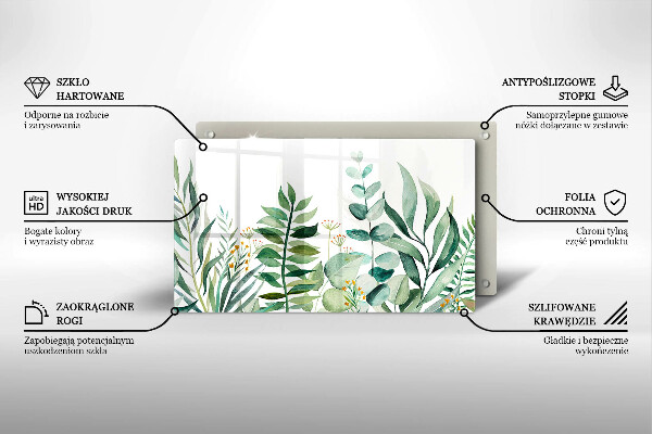 Szklana deska do krojenia Ilustracja liście rośliny