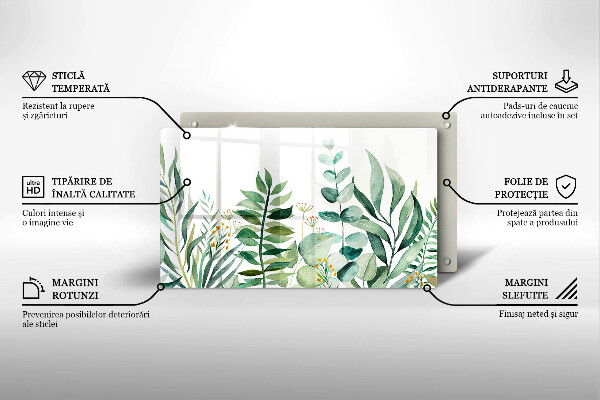 Szklana deska do krojenia Ilustracja liście rośliny