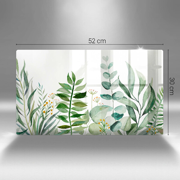 Szklana deska do krojenia Ilustracja liście rośliny