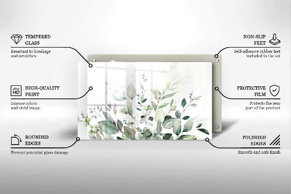 Szklana deska do krojenia Akwarelowe rośliny