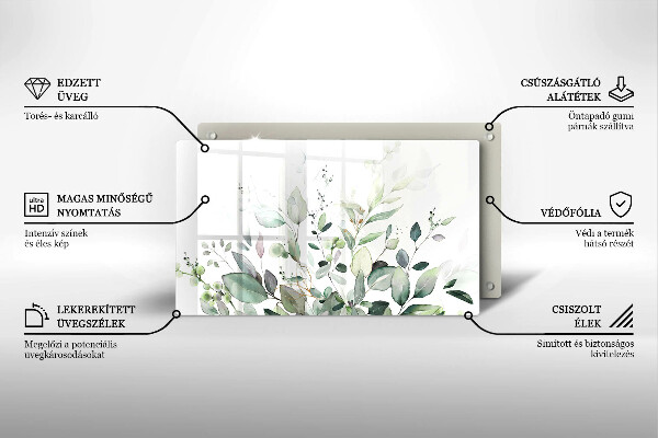 Szklana deska do krojenia Akwarelowe rośliny