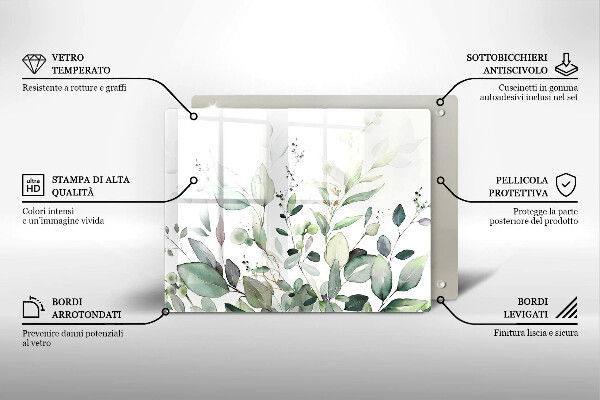 Szklana deska do krojenia Akwarelowe rośliny