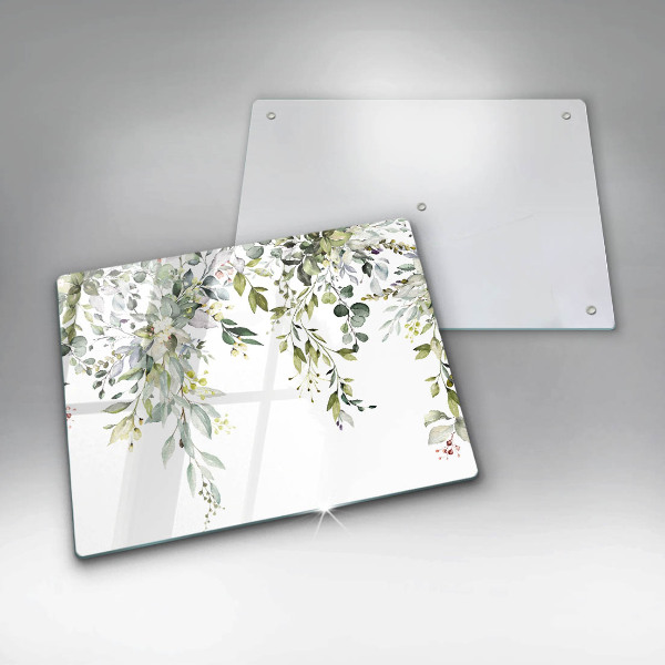 Szklana deska do krojenia Ozdobne liście i kwiaty