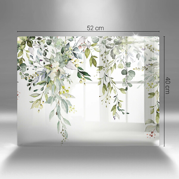 Szklana deska do krojenia Ozdobne liście i kwiaty