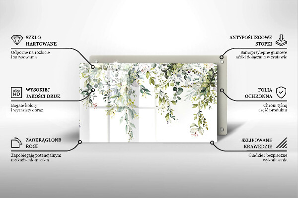 Szklana deska do krojenia Ozdobne liście i kwiaty