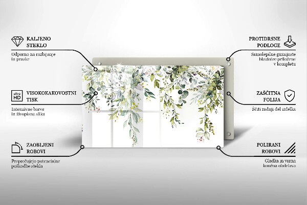 Szklana deska do krojenia Ozdobne liście i kwiaty