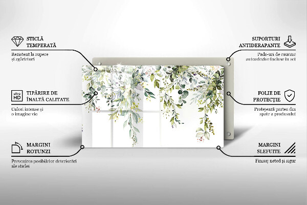 Szklana deska do krojenia Ozdobne liście i kwiaty