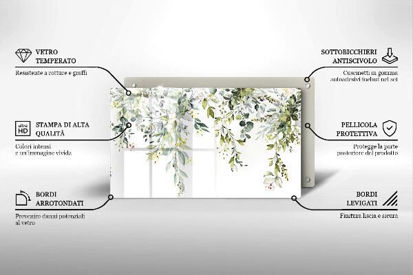 Szklana deska do krojenia Ozdobne liście i kwiaty