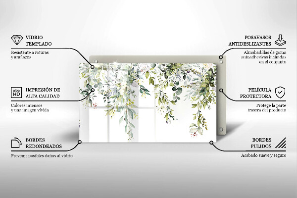 Szklana deska do krojenia Ozdobne liście i kwiaty