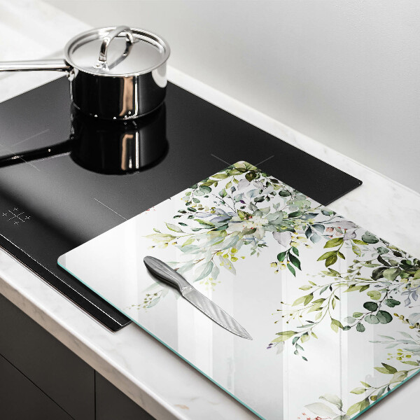 Szklana deska do krojenia Ozdobne liście i kwiaty