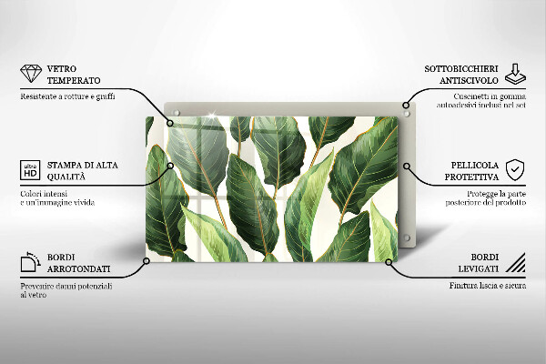 Szklana deska do krojenia Liście bananowca