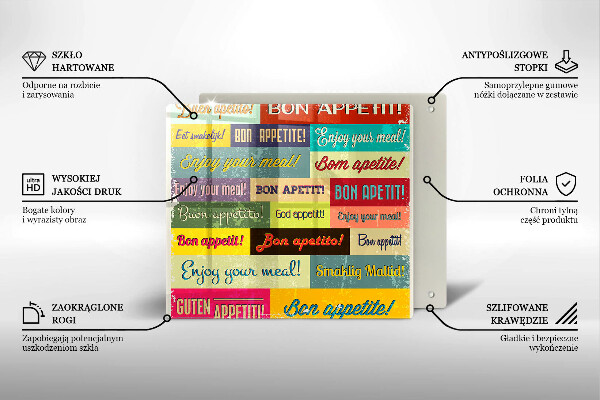 Deska kuchenna Napisy Smacznego języki