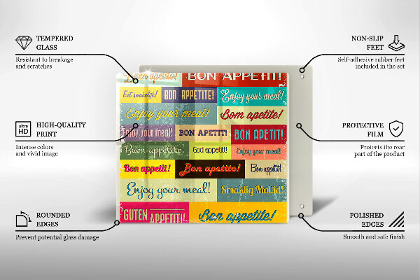 Deska kuchenna Napisy Smacznego języki