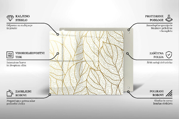 Deska kuchenna Wzór line-art liście