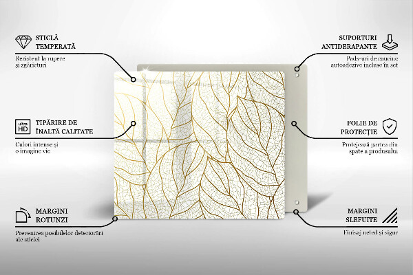 Deska kuchenna Wzór line-art liście
