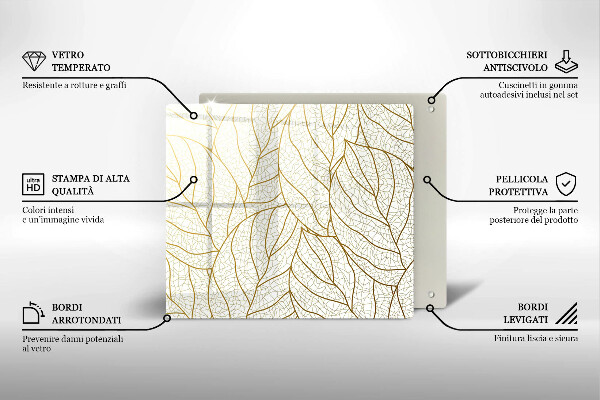 Deska kuchenna Wzór line-art liście