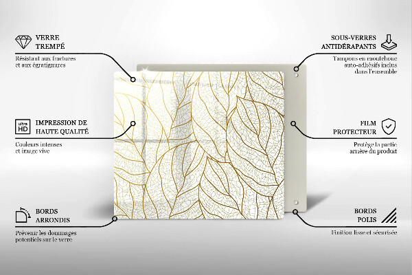 Deska kuchenna Wzór line-art liście