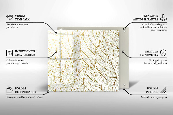 Deska kuchenna Wzór line-art liście