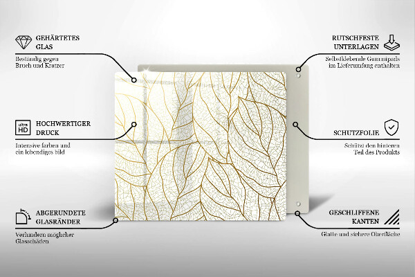 Deska kuchenna Wzór line-art liście