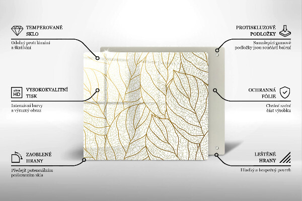 Deska kuchenna Wzór line-art liście