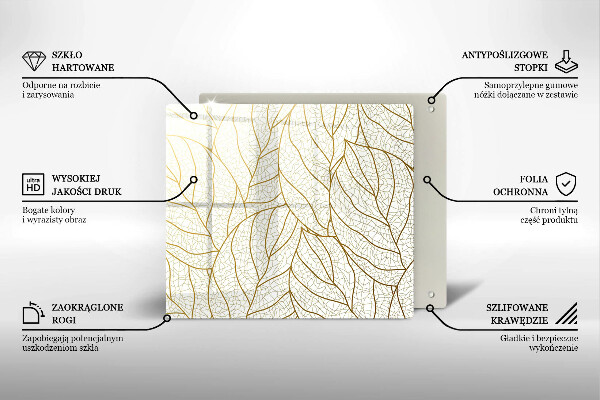 Deska kuchenna Wzór line-art liście