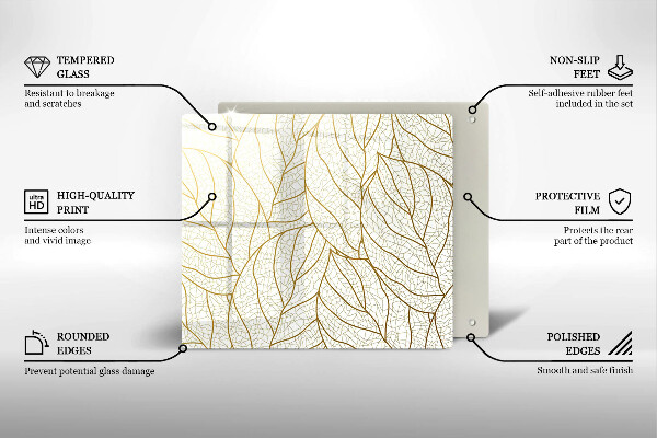 Deska kuchenna Wzór line-art liście