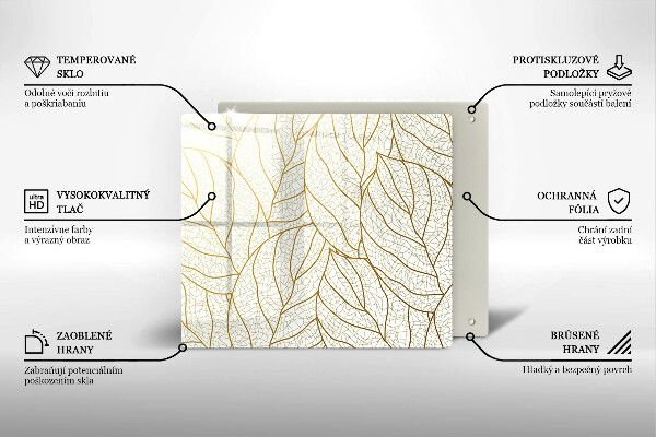 Deska kuchenna Wzór line-art liście