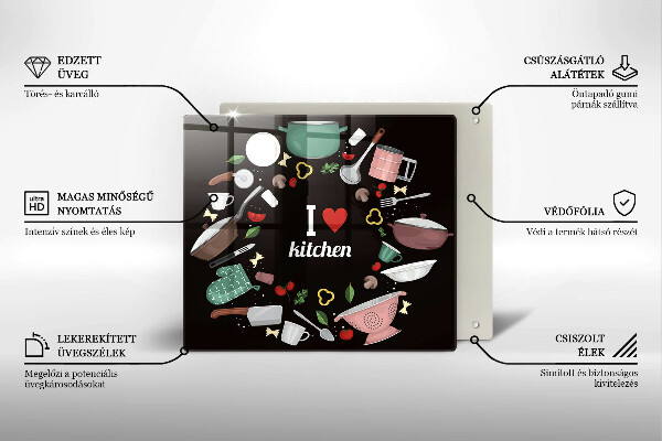 Deska kuchenna Ilustracja I love kitchen