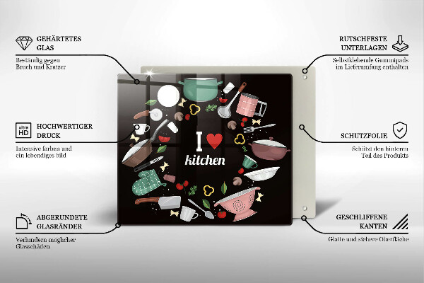 Deska kuchenna Ilustracja I love kitchen