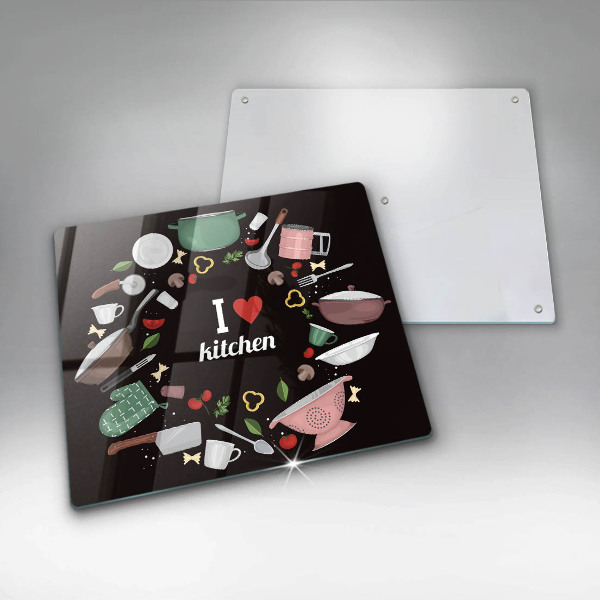 Deska kuchenna Ilustracja I love kitchen
