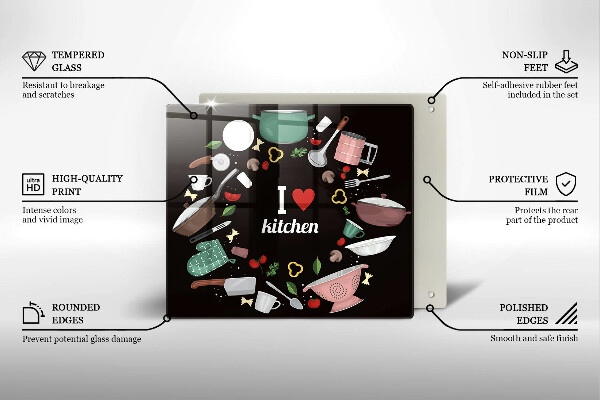 Deska kuchenna Ilustracja I love kitchen