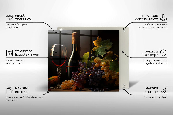 Deska do krojenia Kieliszek wina i winogrona