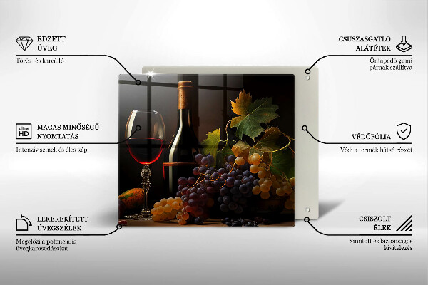 Deska do krojenia Kieliszek wina i winogrona