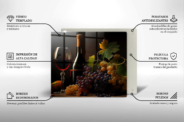 Deska do krojenia Kieliszek wina i winogrona