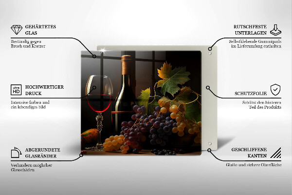 Deska do krojenia Kieliszek wina i winogrona