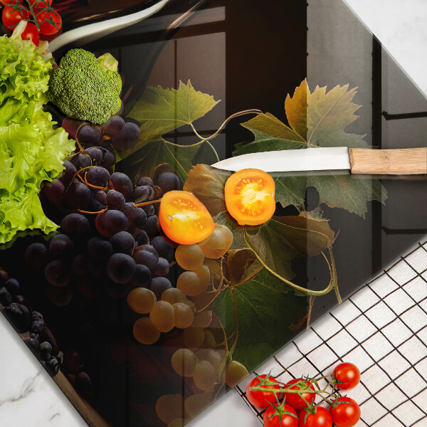 Deska do krojenia Kieliszek wina i winogrona