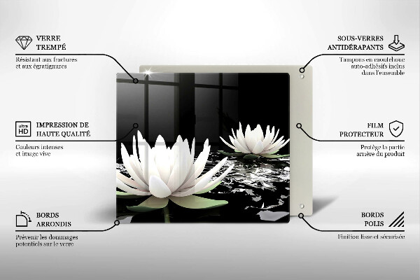 Deska kuchenna Białe lilie na wodzie