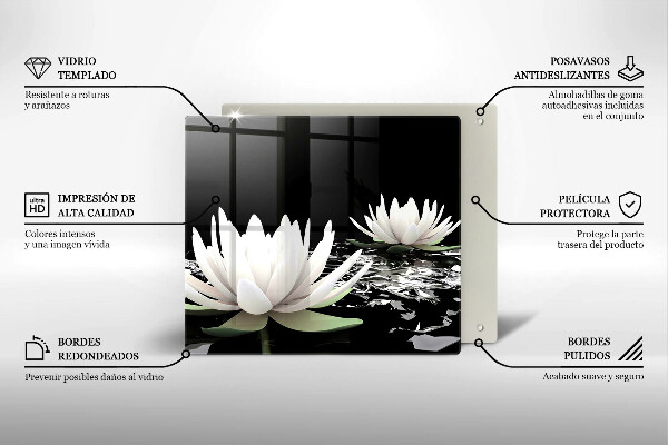 Deska kuchenna Białe lilie na wodzie