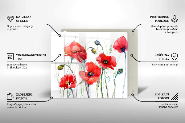 Deska kuchenna Kwiaty czerwone maki