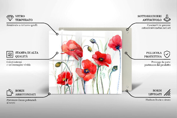 Deska kuchenna Kwiaty czerwone maki