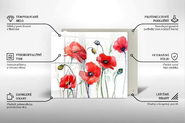 Deska kuchenna Kwiaty czerwone maki