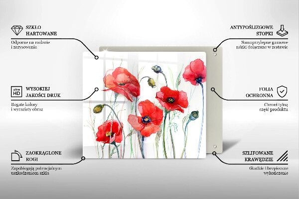 Deska kuchenna Kwiaty czerwone maki