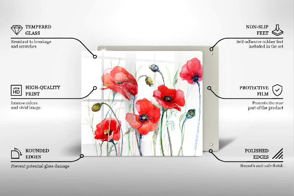 Deska kuchenna Kwiaty czerwone maki