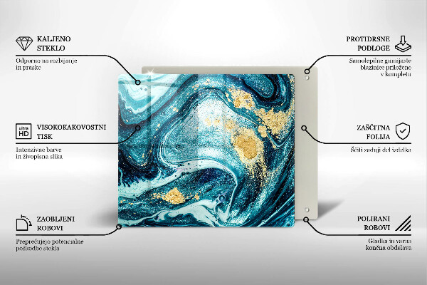 Deska kuchenna Błękitna abstrakcja złoto