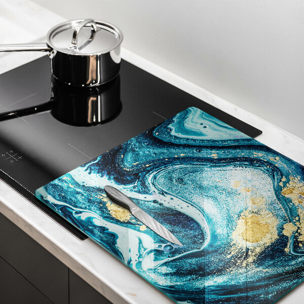 Deska kuchenna Błękitna abstrakcja złoto