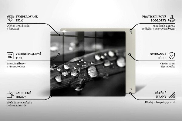 Deska kuchenna Krople rosy na liściach